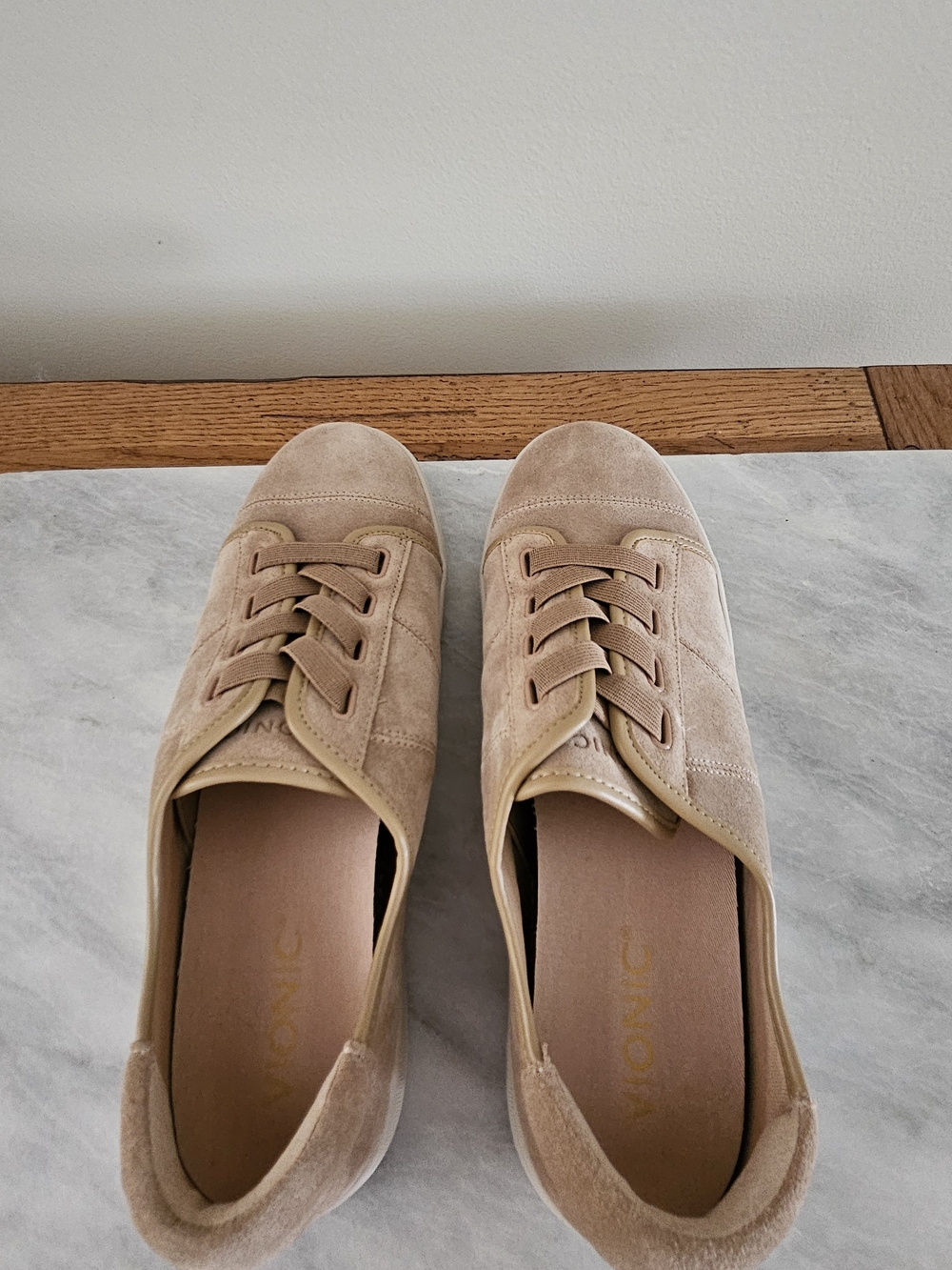 Vionic Women's Suede Sneaker in Light Tan - Picture 7 of 12